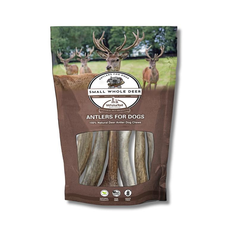 6 Pack Small Deer Antler Dog Chews for Dogs Whitetail Naturals